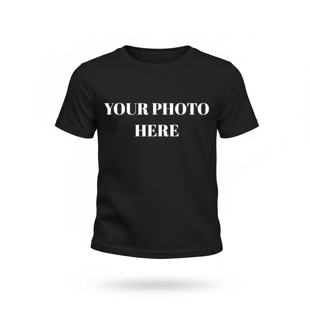 A&T Custom youth black heavy cotton t-shirt with a customizable front area for personal photos.